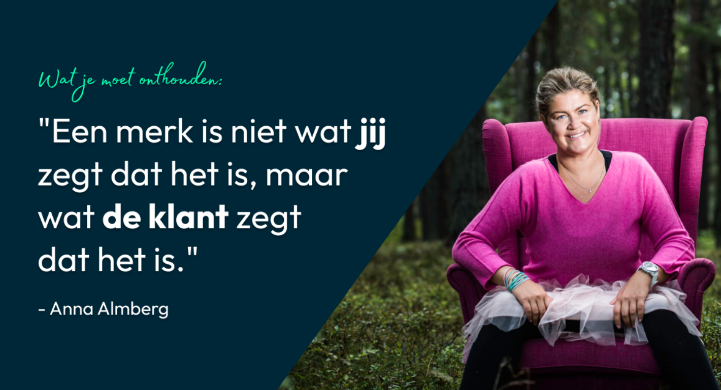 Afbeelding met citaat: Een merk is niet wat jij zegt dat het is, maar wat de klant zegt dat het is