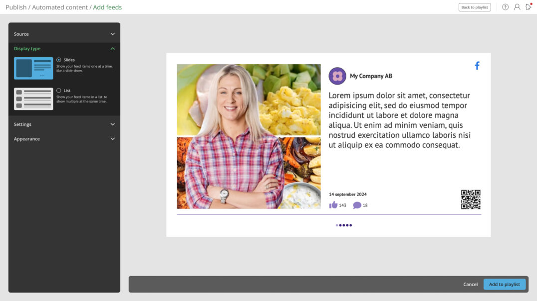 Facebook - Display type - Slides