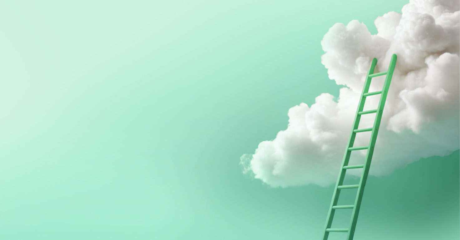 A ladder leading up to a cloud.
