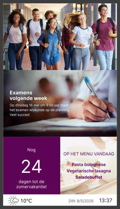 Voorbeeld van een digitaal scherm gebruikt in scholen